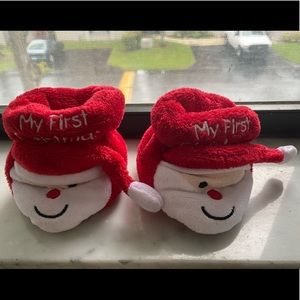 Christmas baby booties.